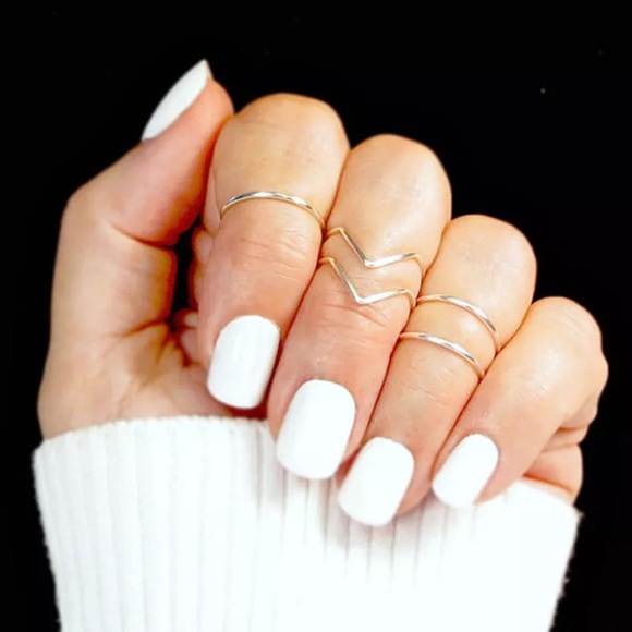 5pcs Silver Above Knuckle Midi Rings - Picture 3 of 3